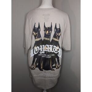 RGSTR streetwear graffiti Doberman loyalty tan cream graphic tee xl